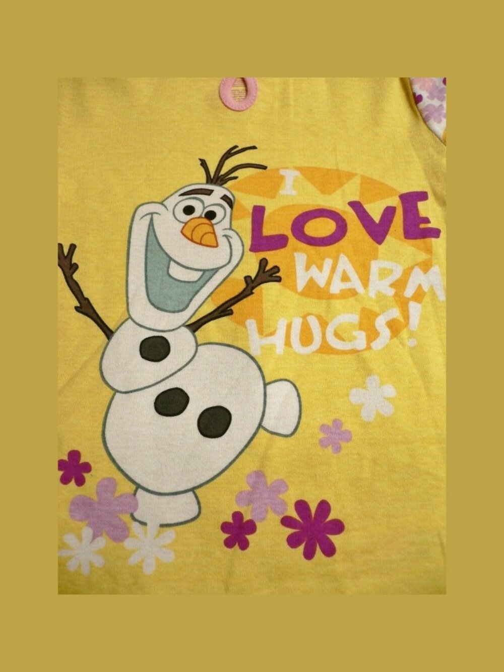 Disney Store Olaf Frozen I Love Warm Hugs Cotton Pajama Shorts Set Girls 7 NWT